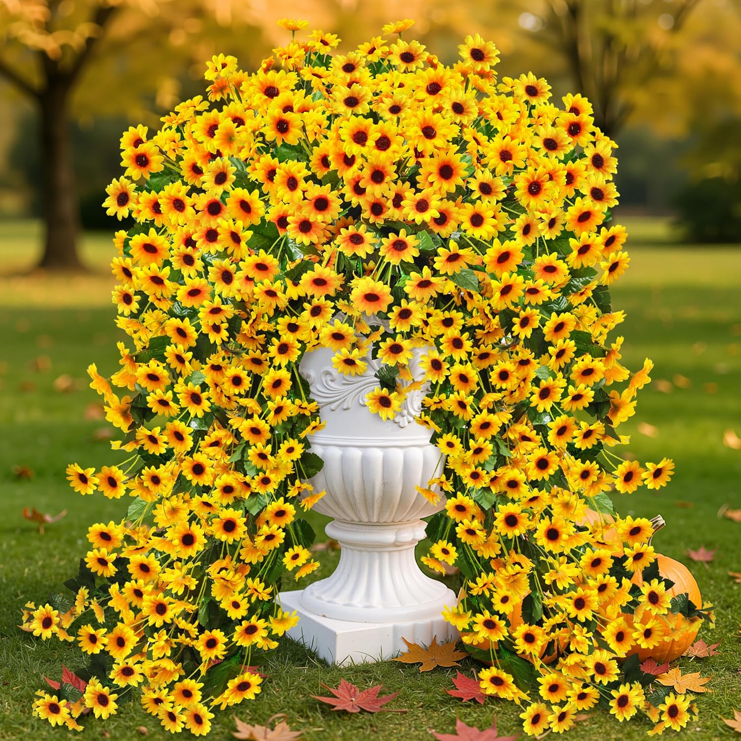 5Pcs Artificial Sunflowers For Outdoors Uv Resistant Artificial Sunflowers Fake Flowers Look Real Faux Outdoor Flowers Plants For Outside Porch Patio Garden Decor