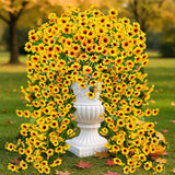 5Pcs Artificial Sunflowers For Outdoors Uv Resistant Artificial Sunflowers Fake Flowers Look Real Faux Outdoor Flowers Plants For Outside Porch Patio Garden Decor