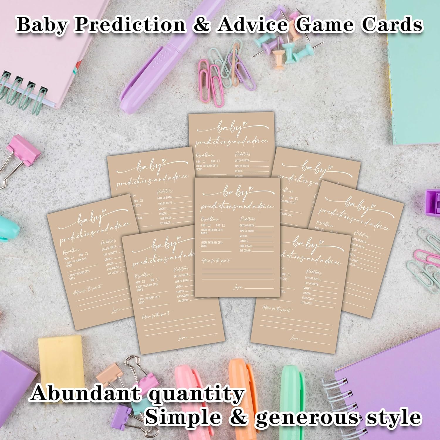 Baby Prediction And Advice Cards, Baby Shower Games Cards, Minimalism Boy Or Girl Baby Gender Reveal Party Favors Decorations And Supplies, 30 Pcs Double-Sided - A13