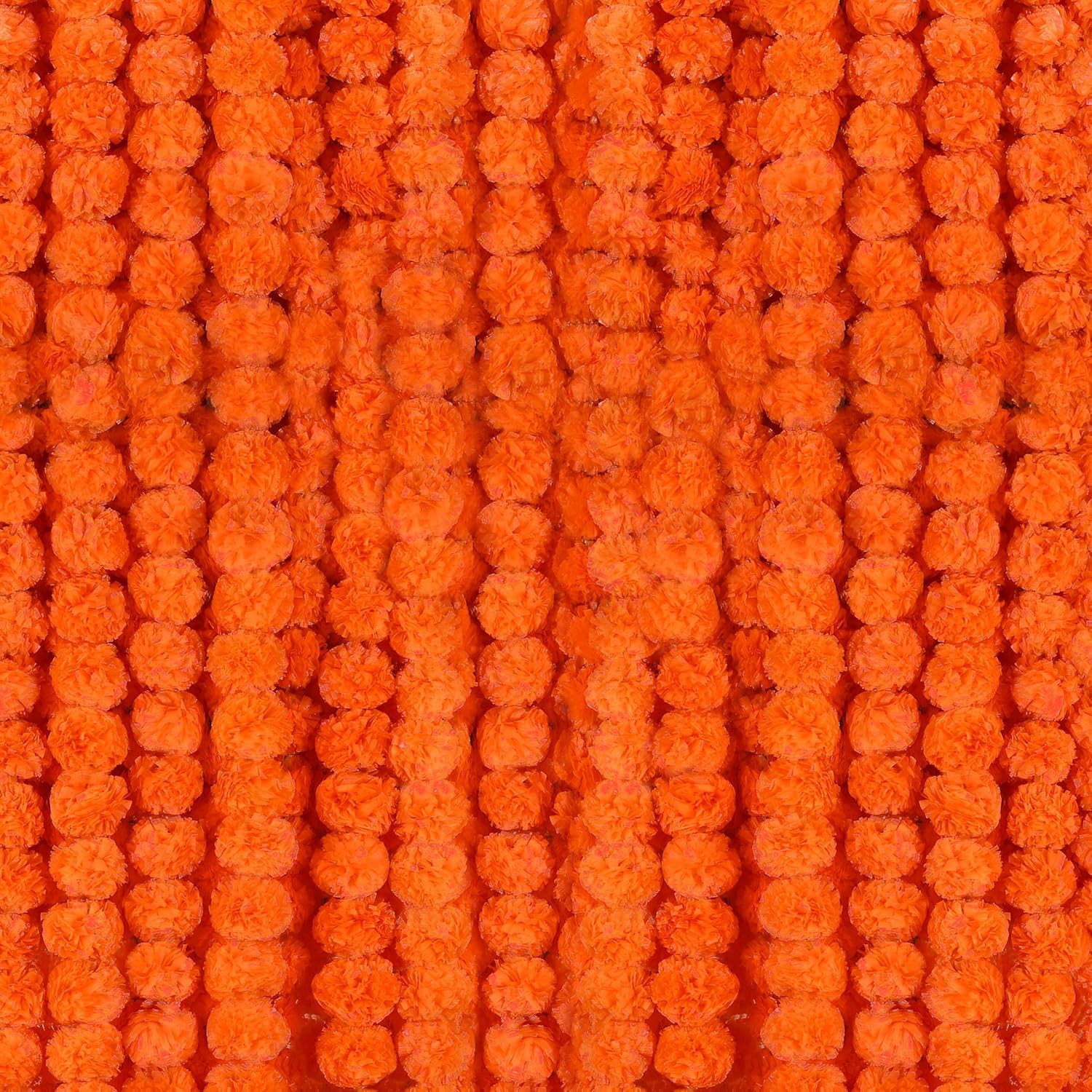 6 Pcs - 5 Feet Marigold Garland Indian American Wedding Party Mantle Decoration, Dia De Los Muertos Faux Garlands Diwali Decoration, Spring Bush Floral ?Dark Orange?