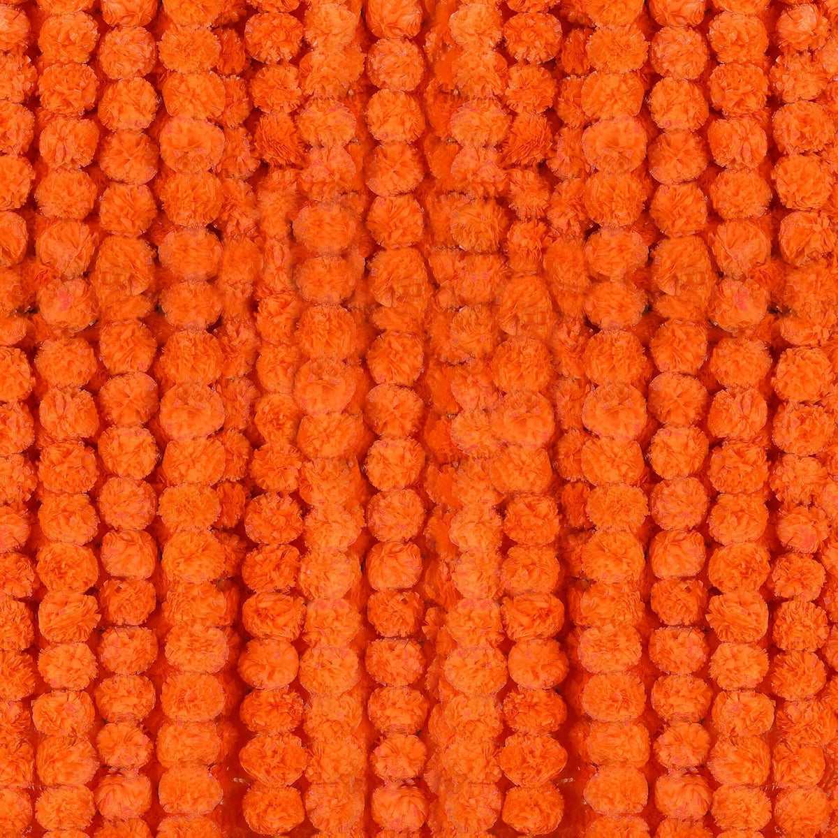 6 Pcs - 5 Feet Marigold Garland Indian American Wedding Party Mantle Decoration, Dia De Los Muertos Faux Garlands Diwali Decoration, Spring Bush Floral ?Dark Orange?