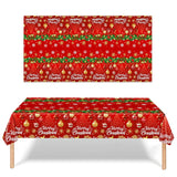 Merry Christmas Tablecloth, 2 Pack Plastic Red Disposable Rectangle Santa Claus Snowman Xmas Table Cloth Cover For Winter Christmas Party Decorations, 54 X 108 Inch
