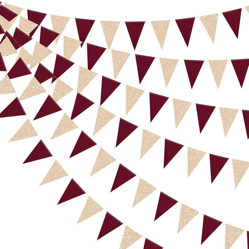 30 Ft Burgundy Party Decorations Champagne Gold Burgundy Triangle Bann