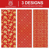 6 Sheets Chinese New Year Wrapping Paper -Not Roll- Red Gold Gift Wrap Paper Folded Flat Diy Art Craft Paper For Spring Festival Party Packaging, 39.4 X 27.6 Inch