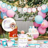 Guess The Baby Food Party Games, Baby Shower Game Set, 1 Standing Sign + 25 Answer Cards + 6 Number Cards, Purple Butterfly Gender Reveal Party Decorations Supplies -A02