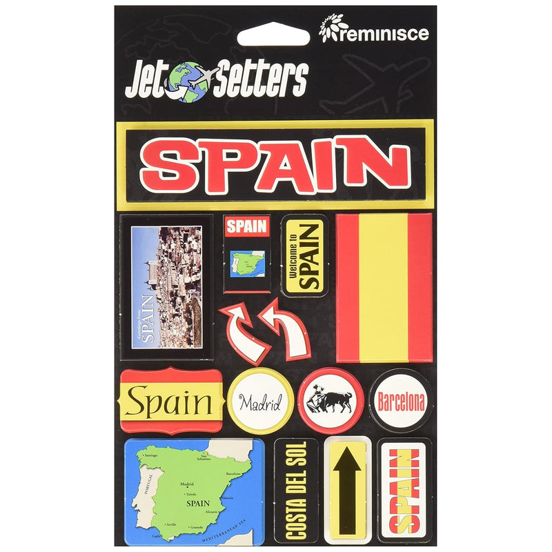 Jet Setters Self-Adhesive Epoxy Embellishments, Spain