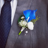 Calla Lily Wrist Flower,Set Of 6, Bridesmaid Wedding Party Wrist Flower,Bridal Flower Used For Dance Parties?Groom And Groomsman, Corsage (6 Royal Blue Corsage)