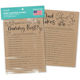 20 Rustic Baby Shower Gender Neutral Games-Hilarious, Funny Games | Who Knows Mommy Best-Dad Jokes Game Card