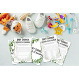 Baby Shower Game Cards, Word Scramble Game, Tropical Jungle Theme Party Games, Set Of 30 (Green005)