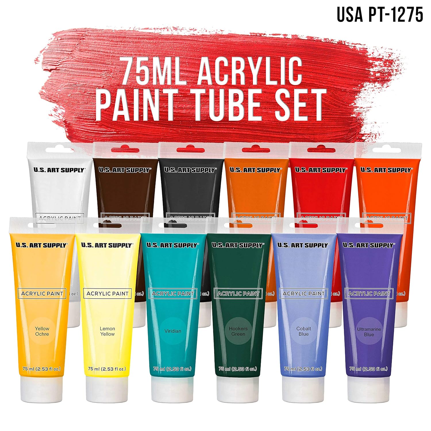 12 Color Set Of Acrylic Oil Paint 75Ml Tubes - High Opacity, Strong Tinting Strength, Oil Paints For Canvas Painting, Wood & Media