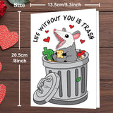 Funny Valentines Day Card,Valentines Day Cards Gifts For Him Her,Valentines Day Card For Husband Wife Boyfriend Girlfriend Fiance Fiancee Men Women With Cute Possum Trash Can Design