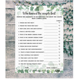 Eucalyptus Who Knows The Couple Best, Wedding, Bridal Shower, Bachelorette Or Engagement Party Game, Couples Guessing Play Pack Of 50 Cards 5”X7” Made In Usa