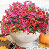 Artificial Flowers For Outdoors – Realistic Faux Silk Flowers For Garden Patio Home Weddings Décor, Yard Planters, 16 Bundles Uv Resistant Fake Flowers(Red & Rose Red)