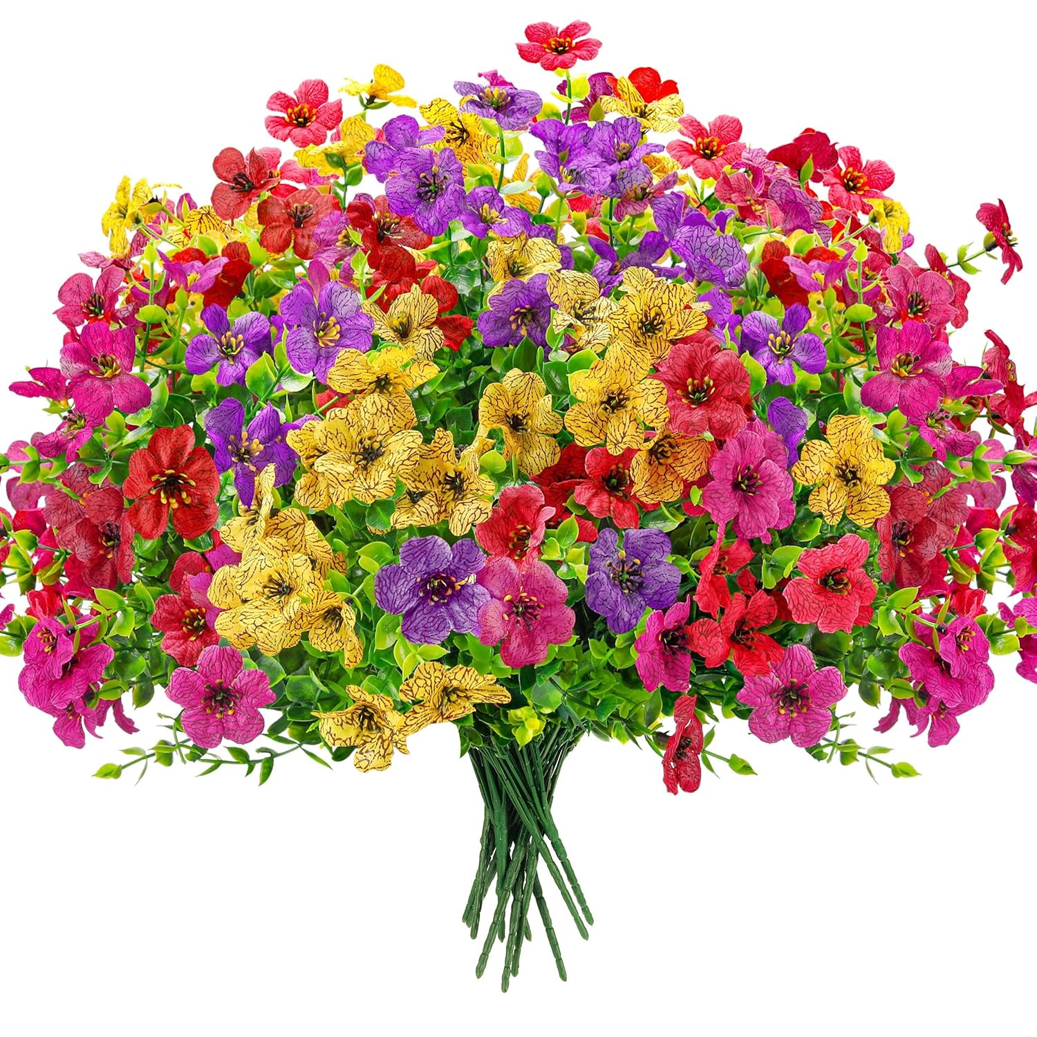 12 Bundles Artificial Flowers For Outdoors Fake Flowers Plants Spring Summer Decoration Uv Resistant For Outside Home Porch Patio Garden Decor