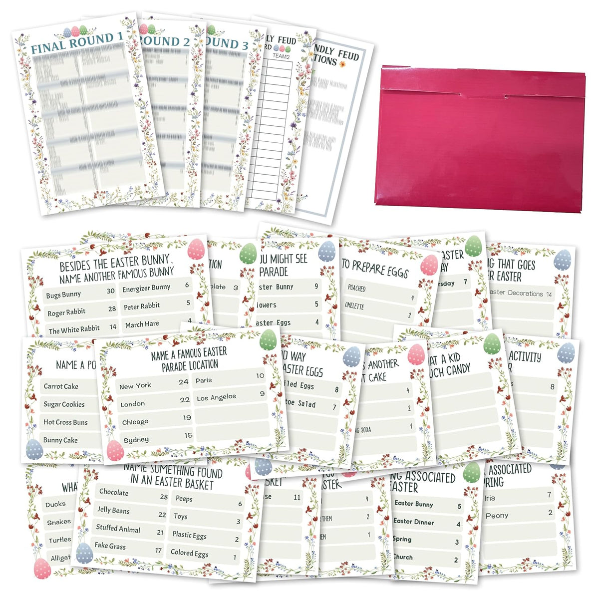 Easter Feud Games, Easter Game Cards, Easter Party Games For Adults Friend, Friendly Feud Game For Groups, Easter Party Decorations Supplies Favors, 01