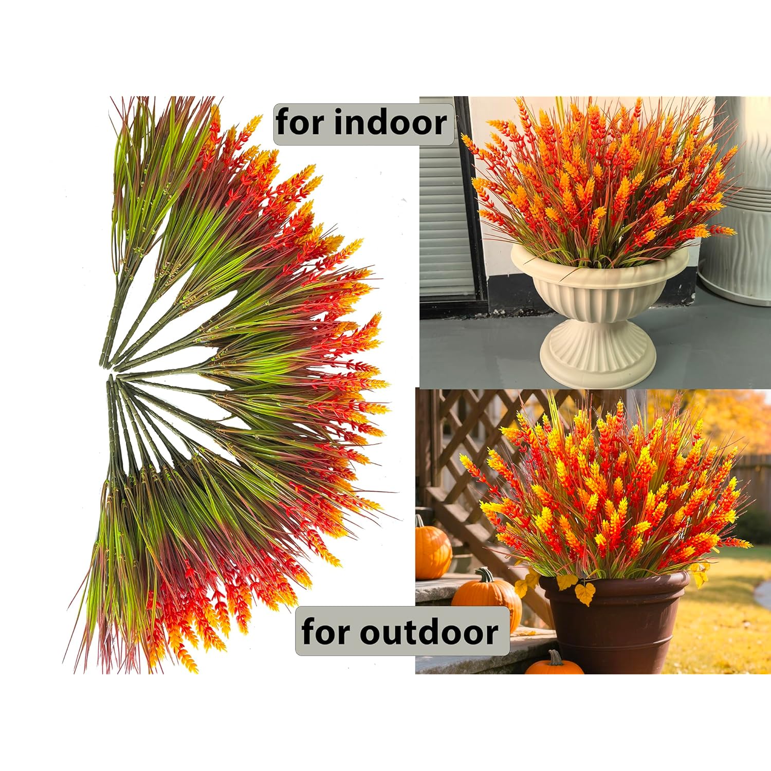 Artificial Plants Outdoor, 20 Pcs Fake Mums Flowers Uv Resistant Outdoor Plants, Artificial Fall Flowers Plastic Faux Plants Shrubs For Home Porch Garden Yard Window Box