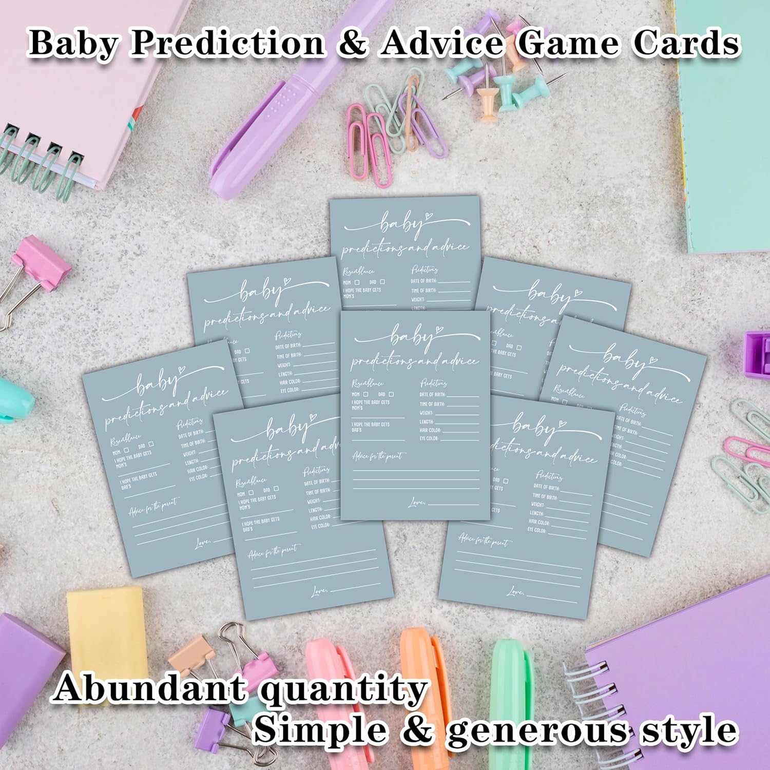 Baby Prediction And Advice Cards, Baby Shower Games Cards, Minimalism Boy Or Girl Baby Gender Reveal Party Favors Decorations And Supplies, 30 Pcs Double-Sided - A11