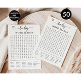50 Baby Shower Word Search Game (50-Cards) Fun Baby Shower Word Find Game Activity, Gender Neutral Boy Or Girl, Minimalist Script Greeting Card