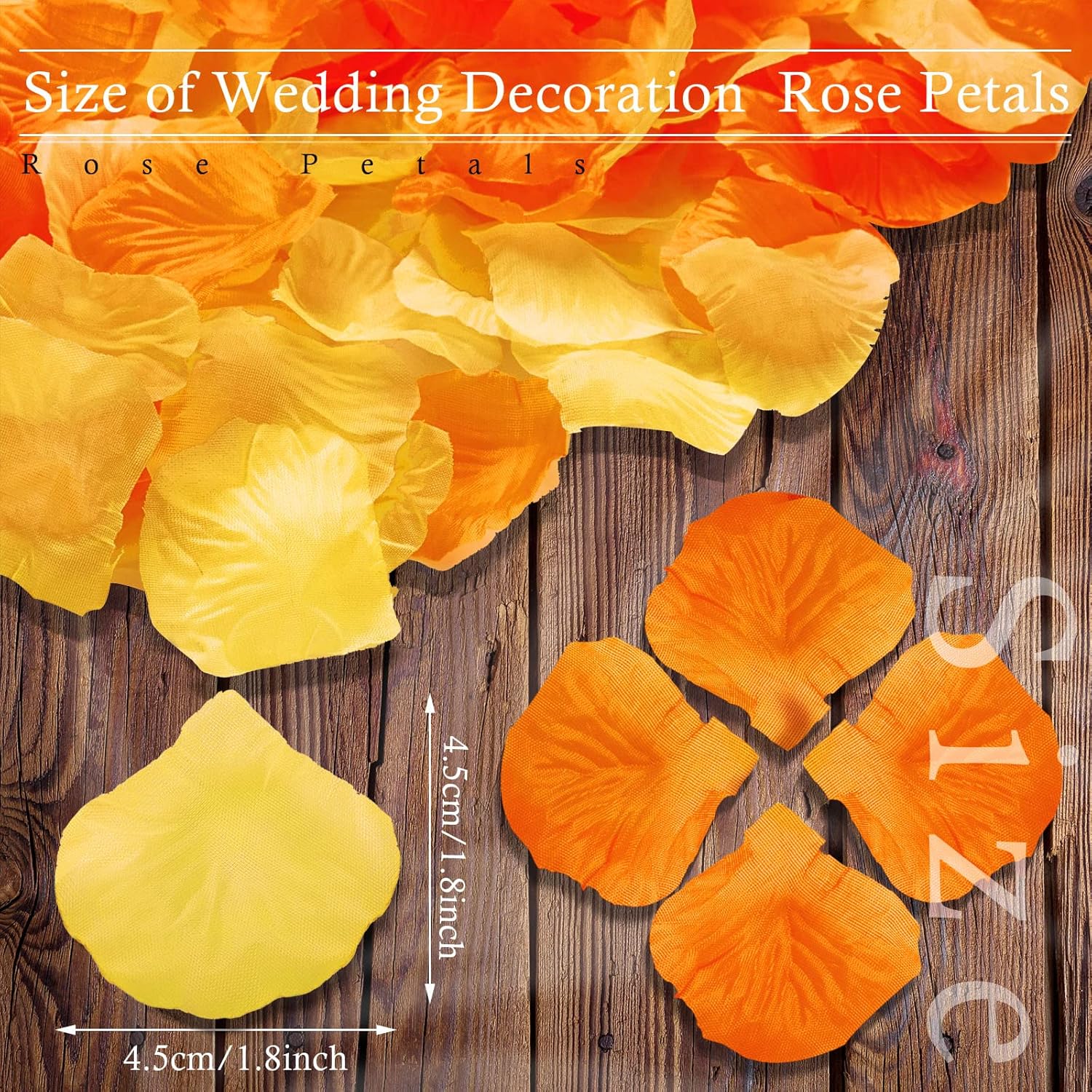 2000 Pcs Orange Yellow Rose Petal For Wedding Decorations Fake Silk Rose Flower Petals Artificial Rose Petals For Romantic Night Bridal Shower Party Decor