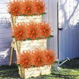 24Pcs Artificial Fall Flowers For Outdoors Uv Resistant Faux Autumn Plants Bushes No Fade Plastic Plants For Outside Garden Porch Window Box Fall Décor Orange
