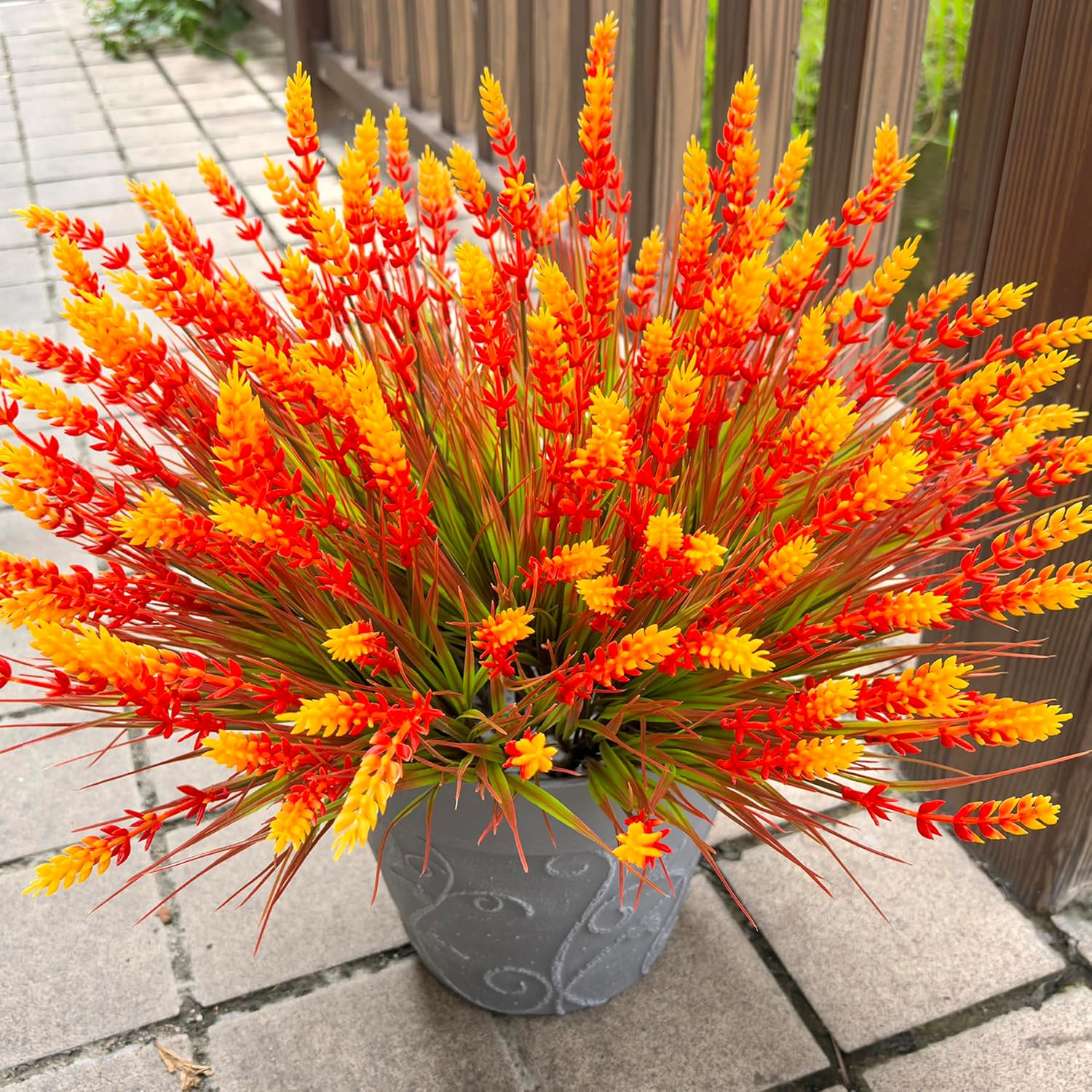Artificial Plants Outdoor, 20 Pcs Fake Mums Flowers Uv Resistant Outdoor Plants, Artificial Fall Flowers Plastic Faux Plants Shrubs For Home Porch Garden Yard Window Box