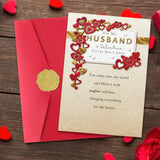 Valentines Day Card For Husband,Valentines Day Cards Gifts For Him,Valentines Card For Husband Men With Luxury Gold Red Heart Design