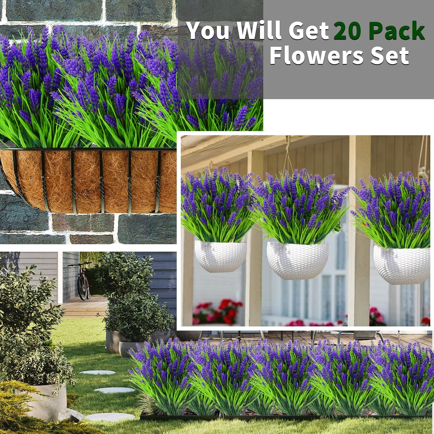 Artificial Flowers 20 Bundles Outdoors Faux Plants Uv Resistant Fake Flowers Faux Bushes Plastic Artificial Flowers Fake Outdoor Plants For Home Garden Decor
