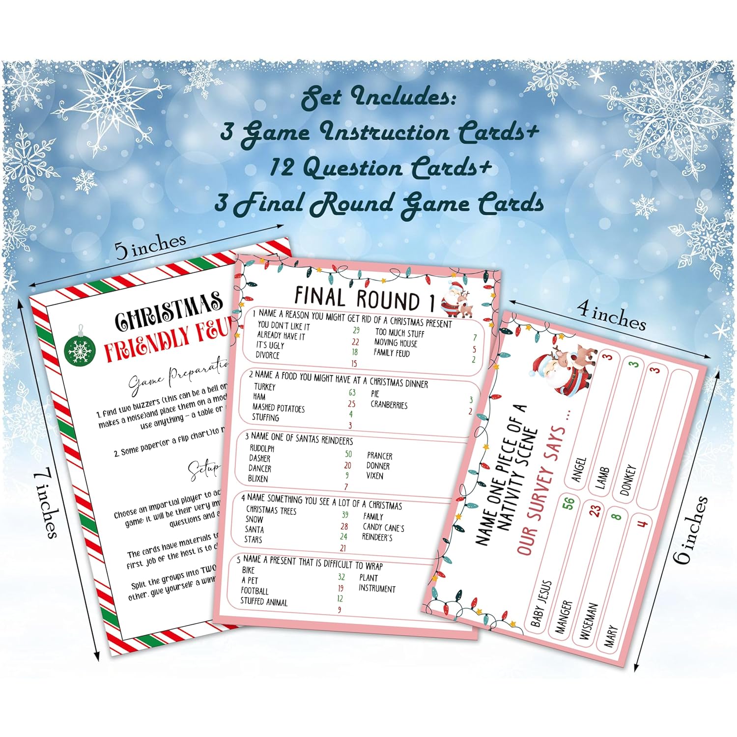 Christmas Feud Games, Friendly Feud Games, Family Activity, Family Games For Game Night, Baby Shower Game, Party Supplies For Adults, Xmas Holiday Party Game And Activity Decorations (F003)