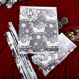 Reversible Sliver Christmas Wrapping Paper Roll - Red Black Xmas Sleigh & Stripe Design For Holiday Winter Parties (Sliver Sleigh, 17 Inches X 16.5 Feet)