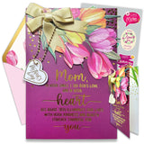 Gold Foiled 5X7In Handmade Individual Happy Mothers Day Card Religious With Tulip Cutout, Ribbon & Die-Cut Heart With Envelope & Stickers For Moms, Grandmas, Printed Message, Gifting