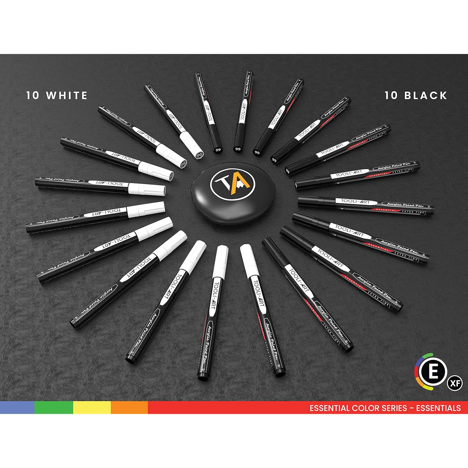 Black And White Acrylic Paint Markers Paint Pens Set For Rock Painting, Canvas, Mugs, Metal, Glass Paint, Fabric, Wood, Diy. Non Toxic, Quick Dry,Waterbas (Extra Fine)