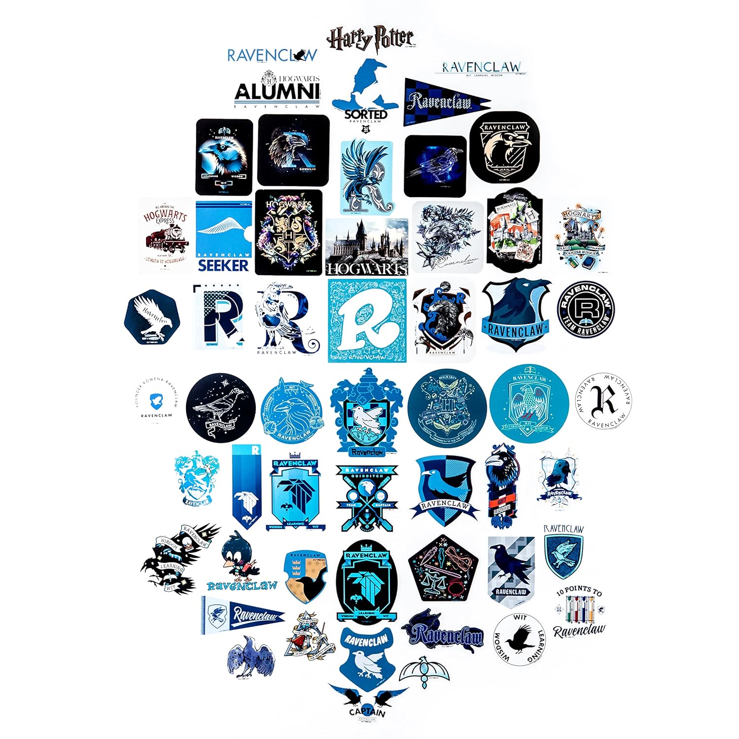 Conquest Journals Harry Potter Ravenclaw Vinyl Stickers, Unique Stickers Including Holograms, Waterproof and UV Resistant, Great for All Your Gadgets, Potterfy All The Things (120 Pack Variety Bundle)