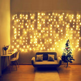 Fiee Curtain Lights,13Ftx6.5Ft Safety Window Curtain Icicle String Lights 30V 8 Modes For Christmas Wedding Party Family