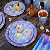 Winter Snowflake Paper Plates And Napkins Set, Blue And Purple Snowflake Winter Wonderland Disposable Tableware For Christmas Winter Holiday New Year Birthday Party Supplies Decorations, Serve 25