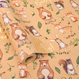 Baby Shower Kraft Wrapping Paper Roll For Boys Girls - 17 Inch X 33 Feet - Cute Woodland Animals Gold Foil Texts Design Birthday Gift Wrap For Neutral Baby Shower Kids' Birthday Party
