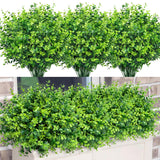 24 Bundles Greenery Artificial Plants Outdoors, Eucalyptus Stems Uv Resistant Fake Foliage Plants Faux Boxwood Shrubs Indoor Decorations Artificial Flowers For Garden Pot Porch Fence Hanging Planter