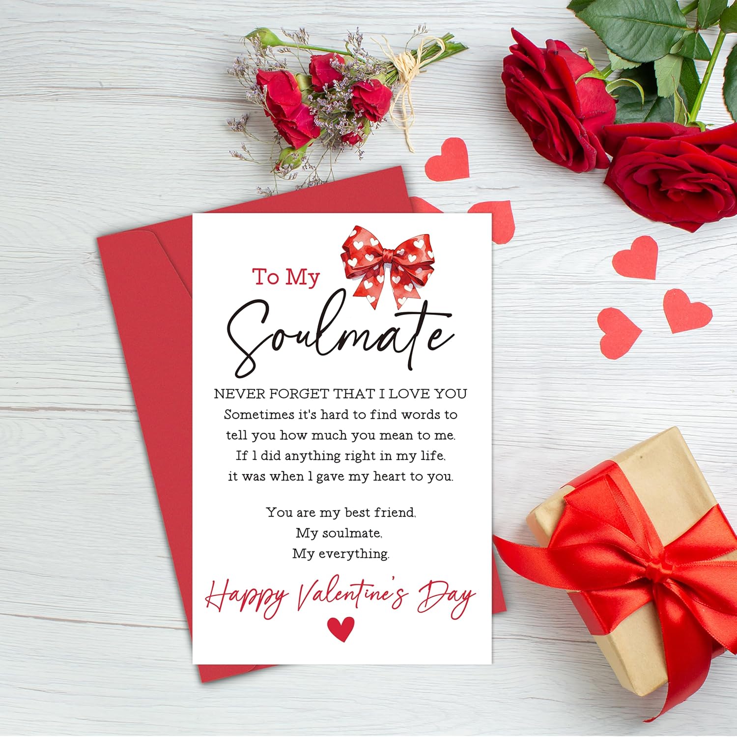 Soulmate Valentine'S Day Card For Him Her, Romantic Love Poem Vday Gift For Husband Wife Boyfriend Girlfriend, Sweet Valentines Day Card For Partner