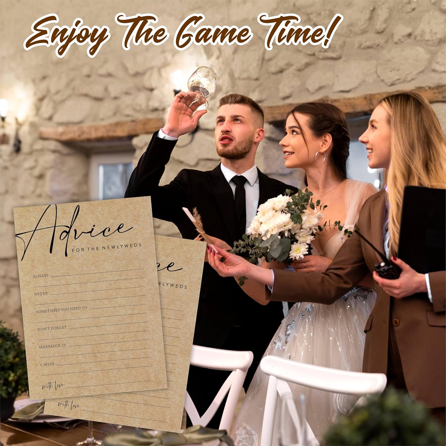 Kraft Paper Bridal Shower Game Set-Advice For The Newlyweds- Minimalism Wedding Game Cards,Newlyweds,Bachelorette Party, Engagement Party Games & Activities -30 Game Cards(A01)