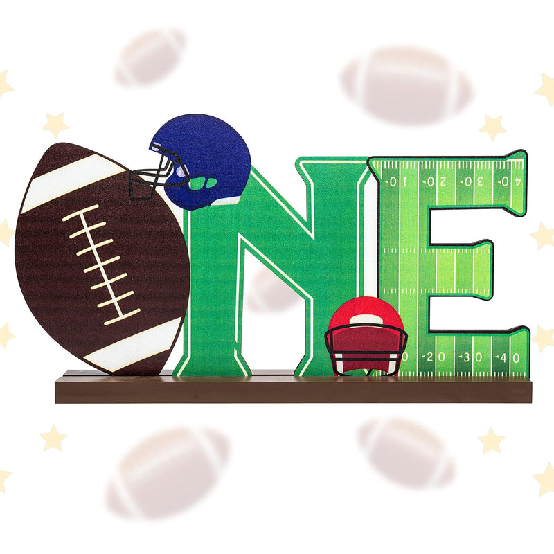 Football One Letter Sign Wooden Centerpiece, Football Party Decoration