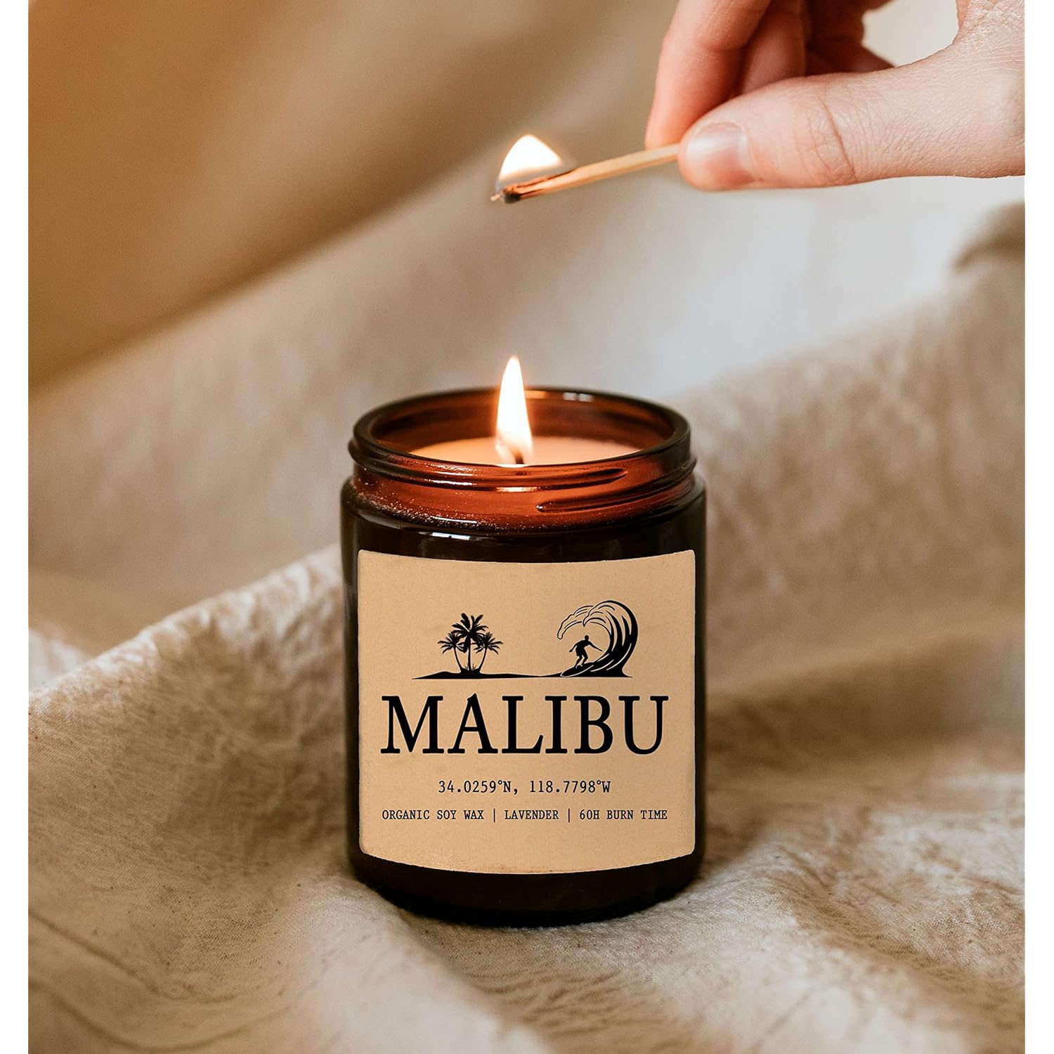 Malibu California Scented Soy Wax Candle - 8Oz, 50Hr Burn Time - Gift For Her/Him - Nautical Theme - Stress Relief, Sleep Promotion
