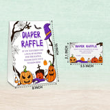 Halloween Diaper Raffle Games Sign, Halloween Baby Shower Party Game Set, Gender Reveal Party Favor Supplies Decor-1 Double Sided Standing Sign + 50 Guessing Cards (05)