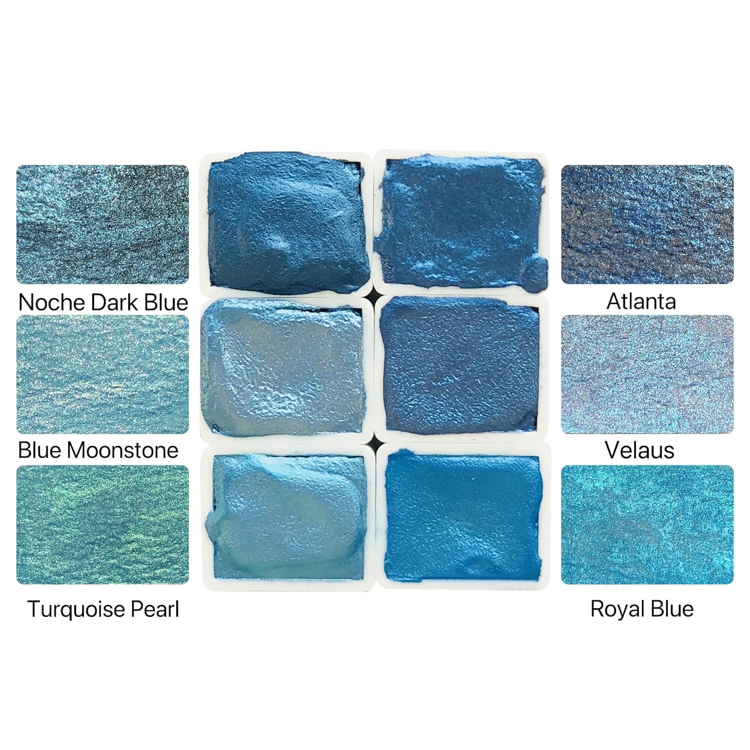 Handmade Metallic Watercolor Paint Set Pearlescent Water Color Pallet Adult Vibrant And Pearlescent Hues, For Illustrations, Calligraphy, Painting(Mermaid Coast)