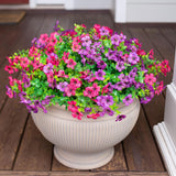 Artificial Flowers For Outdoor Indoor Garden Home Decoration, Faux Flower Daisy With Eucalyptus Leaves Fake Plants Greenery Boxwood Porch Patio, 12 Bundles (Purple Pink)