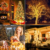 4 Pack Solar Fairy String Lights 288FT 800 LED Warm White Copper Wire Waterproof Outdoor Twinkle Lights 8 Modes for Garden Tree Patio Decor