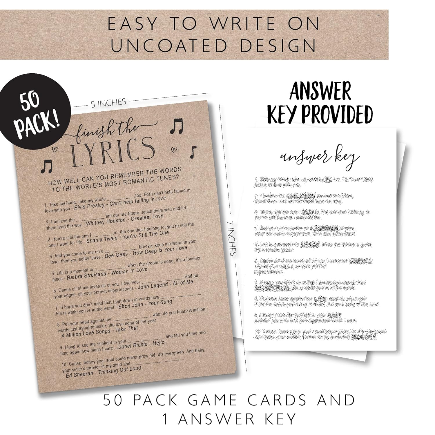 Wedding Bridal Shower Games – Fun Activities In Kraft Minimalist Style, Finish The Lyrics Game With Kraft Design