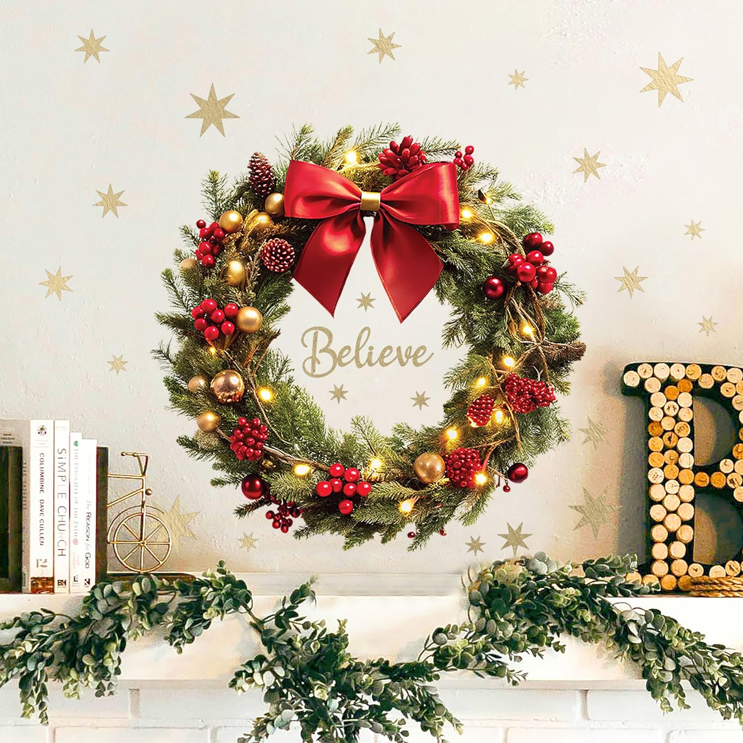 Classic Christmas Decal Kit – 9 Peel & Stick Sheets With Festive Ornaments, Red Bows, Nutcracker & Wreaths. Removable, Water-Resistant & Rental-Safe Holiday Wall Décor.