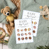 Boy Or Girls Photo Guess Baby Shower Game Cards, Fun Games For Boy Or Girl, Gender Neutral Modern Minimal Design, Party Activities, 30 Game Cards + 1 Answer Card 5X7 Inches (Blue) - A08