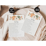 50 Pumpkin Dad Jokes Game (50-Cards) Fun Baby Shower Game Activity, Gender Neutral Boy Or Girl, Co-Ed, Autumn, Fall