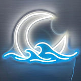 Moonrise Neon Sign Moon Over Sea LED Wall Light Anime Room Decor for Bedroom Living Room