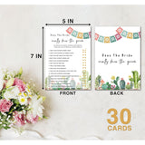 Bridal Shower Games, Fiesta Mexican Bridal Shower Decorations, Bride Know The Groom Cards For Bridal Shower Bachelorette Party, Wedding Engagement Party, Set Of 30 Game Cards (A05)